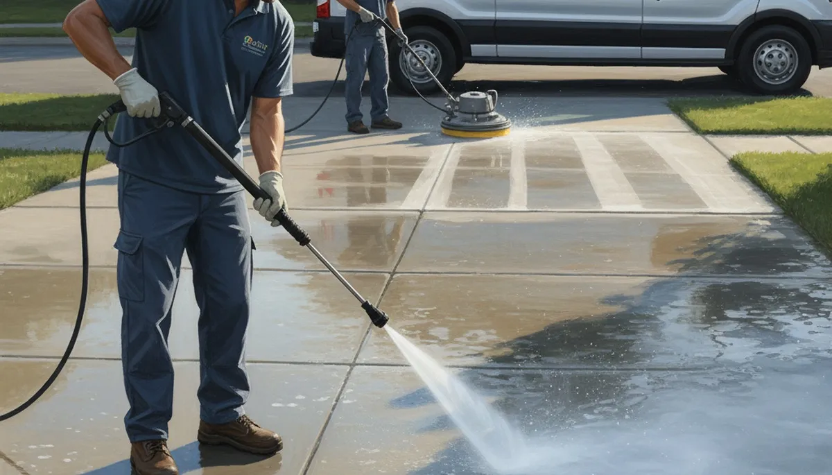 Concrete pressure cleaning for driveways and patios in Burlington, MA by Burlington Paint Pros