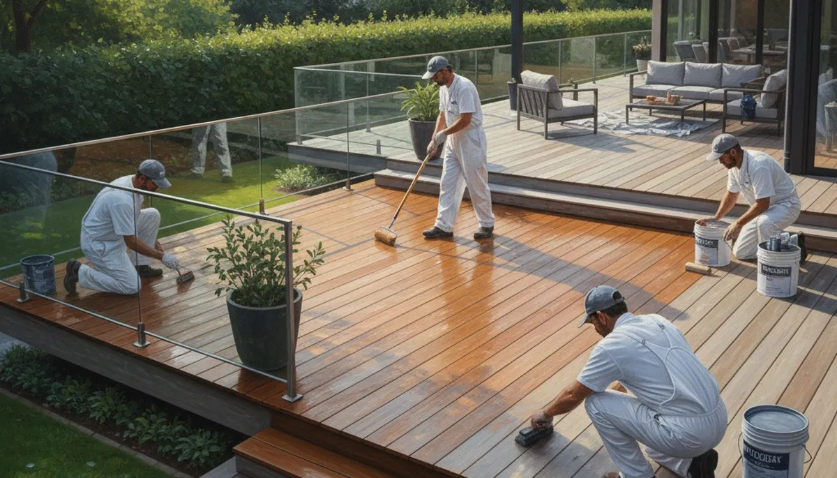Professional deck painting in Burlington, MA for durable New England weather protection