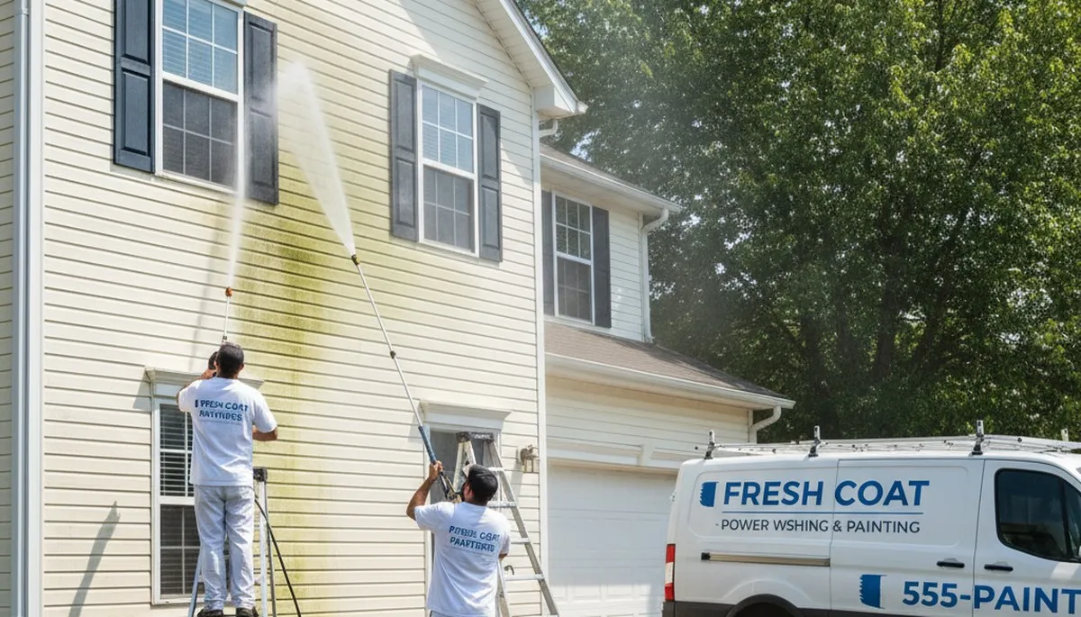 Vinyl siding pressure cleaning in Burlington, MA for dirt, mildew, and stain removal with a professional finish